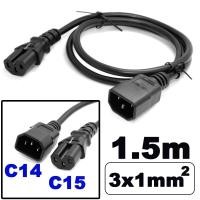ราคา สายไฟ AC Power Cable C14 Male to C15 Female Power Extension Cable ขนาดสาย 3x1mm ยาว 1 8 M 10A 250V (20631721132)