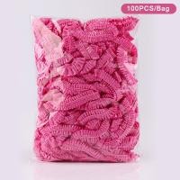 ราคา TELV 100 ชิ้น เซ็ตหมวกอาบน้ําแบบใช้แล้วทิ้งพลาสติกกันน้ําหมวกสีชมพู Spa Salon โรงแรมย้อมผมผู้หญิงผมหมวกห้องน้ํา (24934675809)