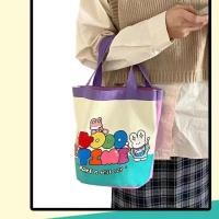 ราคา Hand Graffiti Cartoon Bucket Bag Cute Canvas Material Animal Print Printed Tote Bag Cylinder Handbag Daily Matching (23418659380)