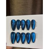 ราคา เล็บปลอมเจลแท้ เล็บเจลปลอมสีลูกแก้วดำน้ำเงิน เล็บปลอมสำเร็จรูป พร้อมส่ง แถมฟรี กาว ตะไบ ทุกชุด (24714075826)