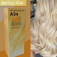 ราคา เบอริน่า A34 สีบลอนด์อ่อนประกายทอง สีผม สีย้อมผม เปลี่ยนฮิตมาก Berina A34 Light Golden Blonde Hair Color Cream (21625677895)