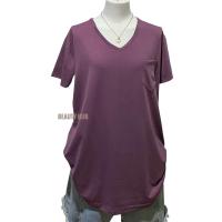 ราคา 081 เสื้อยืดเรย่อน คอวี อก 36 46 สีพื้น มีกระเป๋า สาวอวบใส่ได้ ผ้านุ่มยืดใส่สบาย (24703605121)