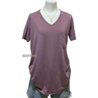 ราคา 081 เสื้อยืดเรย่อน คอวี อก 36 46 สีพื้น มีกระเป๋า สาวอวบใส่ได้ ผ้านุ่มยืดใส่สบาย (24703605117)