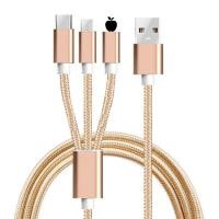 ราคา LAL 3 In 1ไนลอนถักเร็วสายชาร์จสำหรับอุปกรณ์ Android Apple และประเภท C (24340845950)