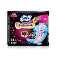 ราคา ส่งฟรี SOFY แบบกระชับ ผ้าอนามัยแบบกระชับ สำหรับกลางคืน ขนาด 33 35cm 14ชิ้น (22116152189)