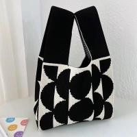 ราคา Colorblock Stripes Graphic Crochet Bag Fashion Tote Handbag Womens Braiding Wrist Bag (22580790063)