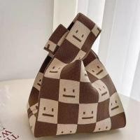 ราคา Colorblock Stripes Graphic Crochet Bag Fashion Tote Handbag Womens Braiding Wrist Bag (22580790062)