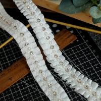 ราคา ผ้าลูกไม้ปักมุกยางยืดคุณภาพสูงสำหรับตกแต่งเสื้อผ้า DIY สายสะพายไหล่ เสื้อคลุม เครื่องประดับ (23827451243)