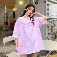 ราคา เสื้อยืด Oversize สไตล์เกาหลี งานปัก ผ้ามัดย้อม ลายหินอ่อน เนื้อผ้าดี (23753310405)