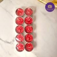 ราคา เทียนหอม เทียนทีไลท์ เทียนดอกไม้ ดอกกุหลาบ 1 แพค 10 ชิ้น มีกลิ่นหอม (22667633432)