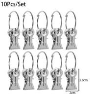 ราคา Polocat 10ชิ้นห่วงผ้าม่านสแตนเลสพร้อมคลิปหนีบตะขอแขวนเหล็กคลิปหนีบผ้าหน้าต่างม่านอุปกรณ์ตกแต่งบ้าน (24546133806)