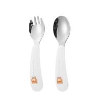 ราคา LVYIMAO 304 Stainless Steel Childrens Cartoon Tableware Feeding Household Spoon Baby Food Tableware Spoon Fork Two piece Set (22797583845)