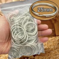 ราคา 100 500ชิ้น พวงกุญแจสแตนเลส พวงกุญแจแบบแยกชิ้นกลมแบนขนาด 25 มม พวงกุญแจโลหะขัดเงาเปล่าสำหรับงาน DIY (23920753650)