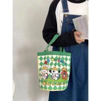 ราคา Hand Graffiti Cartoon Bucket Bag Cute Canvas Material Animal Print Printed Tote Bag Cylinder Handbag Daily Matching (23418659381)