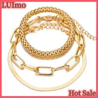 ราคา LUImo Hot sale 3PCS Set Fashion Thick Chain Link Bracelets Bangles For Women Vintage Snake Chain Color Bracelets Set Punk Jewelry (24551789946)