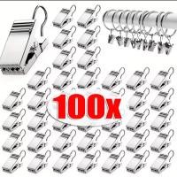 ราคา 50 100ชิ้น คลิปหนีบม่านเหล็กพร้อมตะขอ คลิปตะขอโลหะขนาดเล็กอเนกประสงค์ ที่หนีบรูปถ่าย ถุงเท้า เสื้อผ้า โลหะ (24420297873)