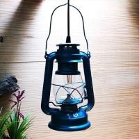 ราคา โคมไฟตะเกียงเจ้าพายุ ตะเกียงโบราณ หลอด LED ใช้ไฟฟ้า 220 v สีฟ้า ใหญ่ (325033089)