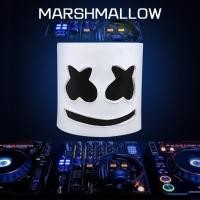 ราคา new Cute Marshmallow Cosplay Latex Mask DJ Marshmello Cos Halloween Cos Headgear Adult Cosplay Accessory White Mask with Black Eyes (24206407527)