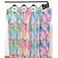 ราคา เดรสคอวีจีบไหล่ ผ้าอัดพลีทลาย อก36 50 นิ้ว ยาว50 นิ้ว มี4 สีเขียว พีช ฟ้า ม่วง (22814203934)