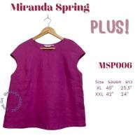 ราคา เสื้อลินินแท้ๆ เสื้อแฟชั่นผญๆ เสื้อแขนล้ำ Miranda Spring PLUS Size 40 42 เสื้อผ้าลินินแท้ เสื้อลินินแขนเลย คอกลม หลังเรียบ (24524909402)