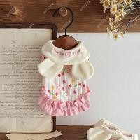 ราคา พร้อมส่ง มินิเดรสสุดน่ารัก ลายหวานแหวนขอบชมพู ดีเทลคอปกกระต่ายขนปุย เสื้อสัตว์เลี้ยง สุนัข หมา แมว (14733568614)