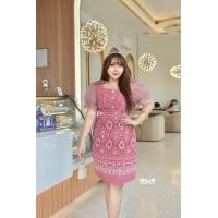ราคา MN9549เดรสไทยพิมพ์ลายผ้าไทยสาวอวบ (24472819288)