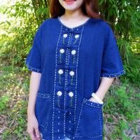 ราคา เสื้อหม้อฮ่อมฟอกนิ่มลายปักดอกไม้ มาใหม่ เนื้อนิ่มใส่สบาย ใส่หญิง ชาย (15812370961)