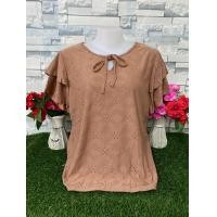 ราคา เสื้อเชิ้ตผ้าฝ้ายโพลีแขนสั้น เสื้อลูกไม้ฉลุ ผ้านิ่มยืดเยอะ ใส่สบาย เสื้อผ้าสาวอวบ รุ่น915 917 (24882634318)