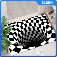 ราคา พรม3D ELSEN พรมปูพื้นสีดำสีขาว3D พรมเช็ดเท้าแสง (24246653153)