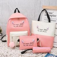 ราคา TOFU19 4PCS สีเหลืองสีเขียวสีดำสีชมพู ชุดกระเป๋านักเรียนผ้าใบ จุได้มาก ผ้าใบแคนวาส กระเป๋าโท้ทสะพายไหล่ กระเป๋าถือแบบถือ (24770294992)