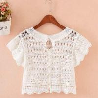 ราคา พร้อมส่ง เสื้อไหมพรมครอป เสื้อถักลูกไม้ เสื้อถักโครเชต์แขนระบาย สไตล์เกาหลี (19493894059)