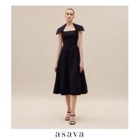 ราคา asava ss24 Asava Oversized Lapel Dress เดรสผู้หญิง ทรงเอ แขนกุด แต่งดีเทลปกใหญ่ คอสี่เหลี่ยมคางหมู กระเป๋าข้าง ซิปหลัง (22155214460)