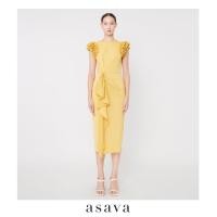 ราคา asava ss23 Abigail Ruffle Draped Dress เดรส แขนกุด แต่งระบายต้นแขน แต่งเดรปด้านหน้า (18975757189)