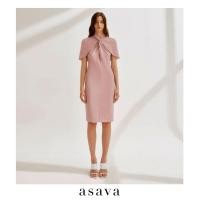 ราคา asava ss23 Asava Draped Cape Dress เดรสผู้หญิง แขนเคป แต่งเดรปด้านหน้า แต่งกระดุมคอ ผ่าหลัง ซิปหลัง (20057274916)