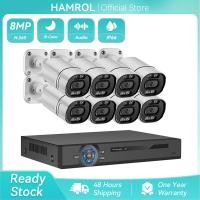 ราคา Hamrol 8CH 4K 8MP H 265 POE Security Camera System Two Way Audio P2P Video Surveillance Kit Color Night Vision Outdoor Home CCTV IP Camera Set Xmeye APP (14739363785)