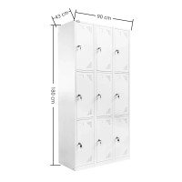 ราคา 6 9 12ช่อง ล็อกเกอร์ตู้เสื้อผ้าเหล็ก ตู้ล็อคเกอร์ ตู้เก็บด้วยล็อค ขาว ใช้สำหรับห้องพักพนักงานสำนักงาน ห้องนอน (24850155769)
