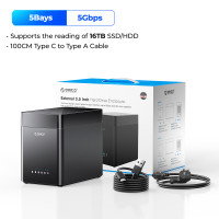 ราคา ORICO DS Series 5 Bay 3 5 Type C กล่องใส่ฮาร์ดดิสก์ SATA3 0 HDD เคสรองรับพลังงาน12V6 5A (24319048071)