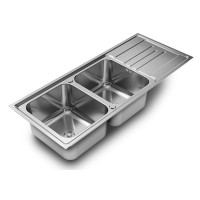 ราคา อ่างล้างจาน ยี่ห้อ LTP รุ่น LDT12050 อ่านล้างจานสแตนเลส 2 หลุม 1 ที่พักจาน sink ซิงค์ล้างจาน 2 หลุม ราคา (7878570904)