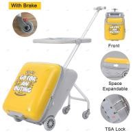 ราคา 20Inch carry on Travel luggage พร้อมล็อคความปลอดภัย TSA กระเป๋าเดินทางเด็กนั่งได้ นำขึ้นเครื่องบินได้ Cartoon Q Luggage box (23831496432)