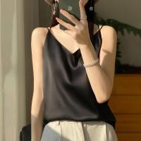 ราคา เสื้อกั๊กผ้าซาตินคอวีแขนกุดหรูหราสำหรับผู้หญิง ทรงสลิมฟิต เสื้อชั้นในคอวีผ้าซาตินเนื้อนุ่มสบาย ดีไซน์เก๋ไก๋ (24912110223)