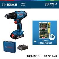 ราคา Bosch ชุดสุดคุ้ม สว่านกระแทกไร้สาย GSB 183 ชุุดดอกสว่าน 40 ชิ้น X Line TITANIUM (24442695708)