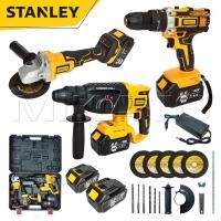 ราคา STANLEY สว่านไร้สาย 3 ระบบ 298V เครื่องเจียร์ไร้สาย สว่านโรตารี่ไร้สาย แบต 2 ก้อน อุปกรณ์ 21 ชิ้น คุ้มมาก (24856444425)