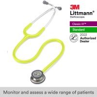 ราคา 3M Littmann Classic III Stethoscope 27 inch 5839 Lemon LimeGreen Tube Standard Finish Chestpiece Stainless Stem Eartubes (413639769)