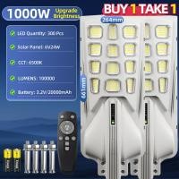 ราคา EEKOO ไฟโซล่าเซลล์ ไฟถนนโซล่าเซลล์ ไฟภายนอกอาคาร Solar Street Light 1000W ไฟโซล่าเซล ไฟLED สปอตไลท์ IP67กันน้ำ โคมไฟโซลาเซลล์ แสงสีขาว โคมไฟถนน กันน้ำและป้อ ไฟเซลล แสงสีขาว ต่อเนื่องจนถึงรุ่งเช้า (254