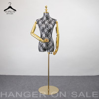 ราคา หุ่นโชว์เสื้อผ้า หุ่นผู้หญิง ครึ่งตัว หุ่นผ้าลูกไม้ สีดำ แขนทอง ฐานสีทอง ปรับความสูงได้ถึง 175 ซม (21829224407)
