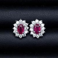 ราคา ต่างหูพลอยทับทิม Natural Ruby ล้อมเพชรCZ เรือนเงินแท้ 92 5 ชุบทองคำขาว สินค้ามีใบรับประกัน (16205065221)