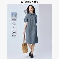 ราคา GIORDANO ผู้หญิง ชุดเดรส ผ้าลินินผสมผ้าฝ้าย ทรงคอปกคลาสสิก เดรสเชิ้ตแขนสั้น เดรสแฟชั่นลำลอง 13465306 (24267281571)