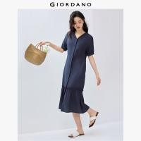ราคา GIORDANO ผู้หญิง ชุดเดรสคอวีชายระบาย ชุดเดรสเรียบๆ แขนสั้น ติดกระดุม เรียบง่าย แฟชั่นสบายๆ ชุดเดรส 05465071 (24143191196)
