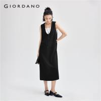 ราคา GIORDANO ผู้หญิง ชุดเดรสคอวี เดรสทรงสูทผ้าเดรปเรียบ กระเป๋าเฉียง แขนกุด เรียบง่าย แฟชั่นลำลอง เดรสสีพื้น 18465935 (24143406103)
