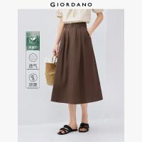 ราคา GIORDANO ผู้หญิง กระโปรงกระดุมคุณภาพซิปกระโปรงยาวกระเป๋าเฉียงความยาวน่องแฟชั่นลำลองกระโปรงยาวจีบ 05465091 (24143200121)